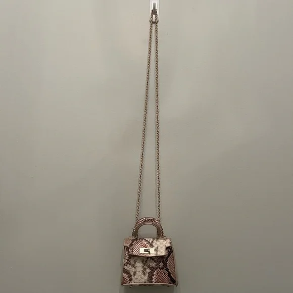 Mini Handbag Chain link Snakeskin Patterned - Picture 3 of 9